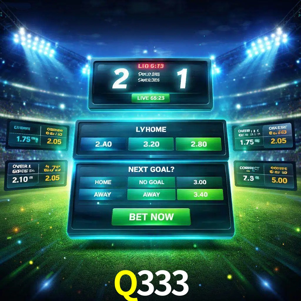 Vista de apuestas en vivo Q333 durante un partido en curso